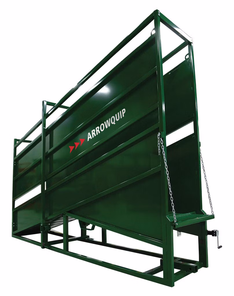 Side view of stationary cattle loading chute by Arrowquip