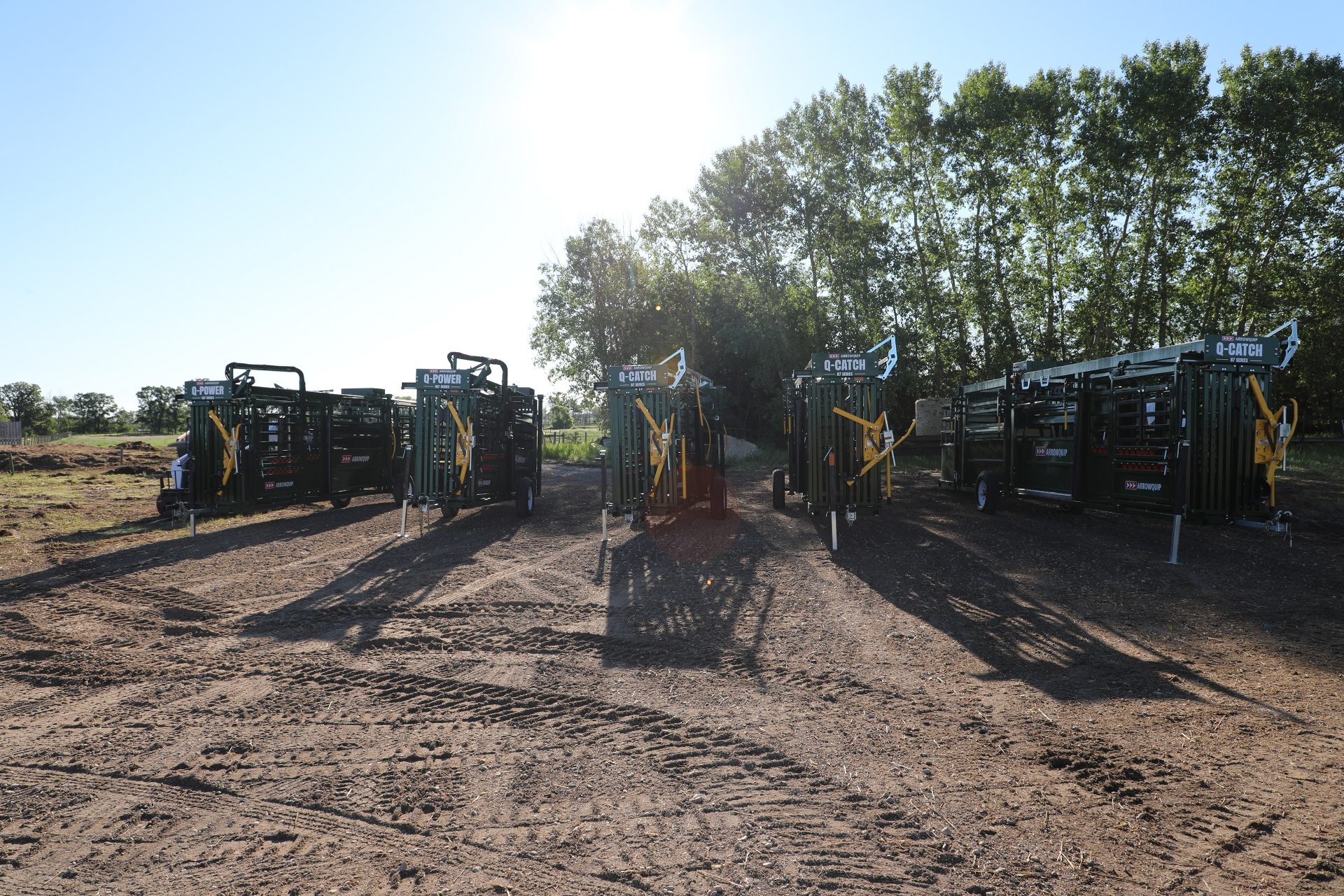 Lineup of 700 Series portable cattle handling equipment models by Arrowquip