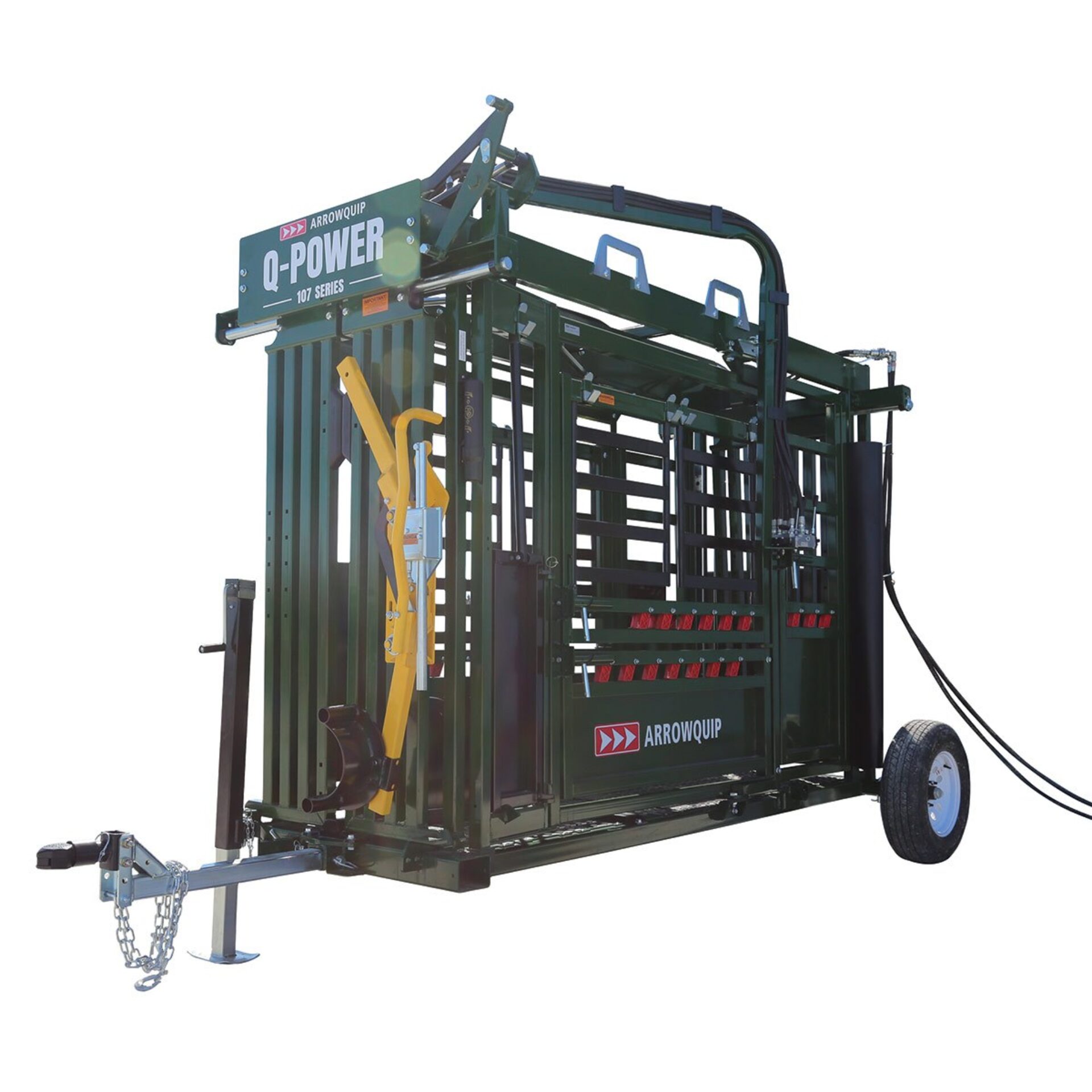 Q-Power 107 Series set up as a portable cattle chute using wheel kit