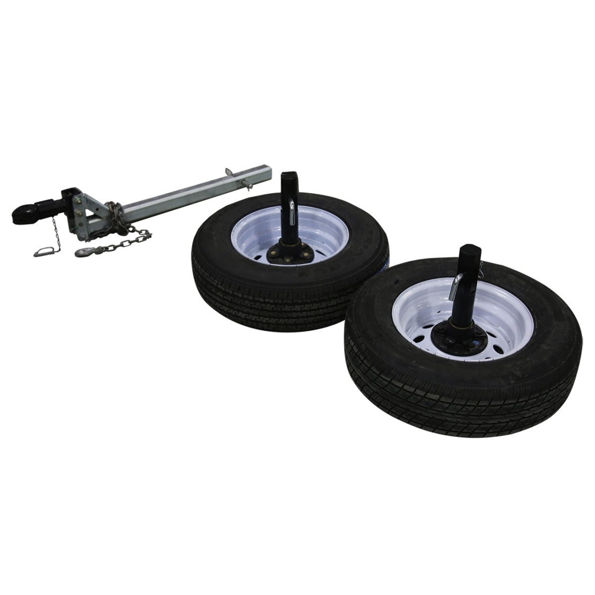 The General hydraulic cattle chute portable wheel kit on the ground