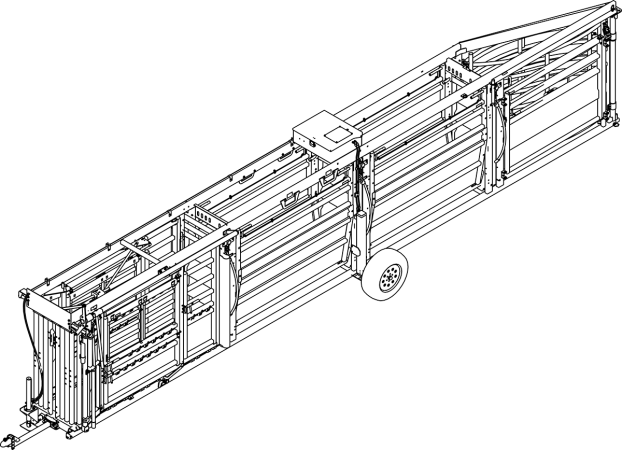 CAD Drawing of the portable cattle chute, alley and tub