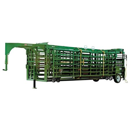 Heeler Portable Corral ready to be hitched to a vehicle