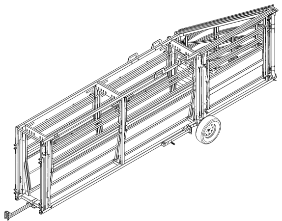 CAD drawing of mobile cattle forcing pen and race