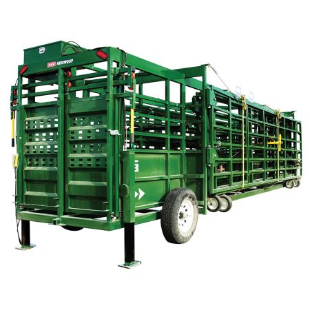Rear jacks and setup view of Heeler Portable Corral