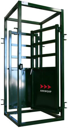 Side view of palpation cage with door open