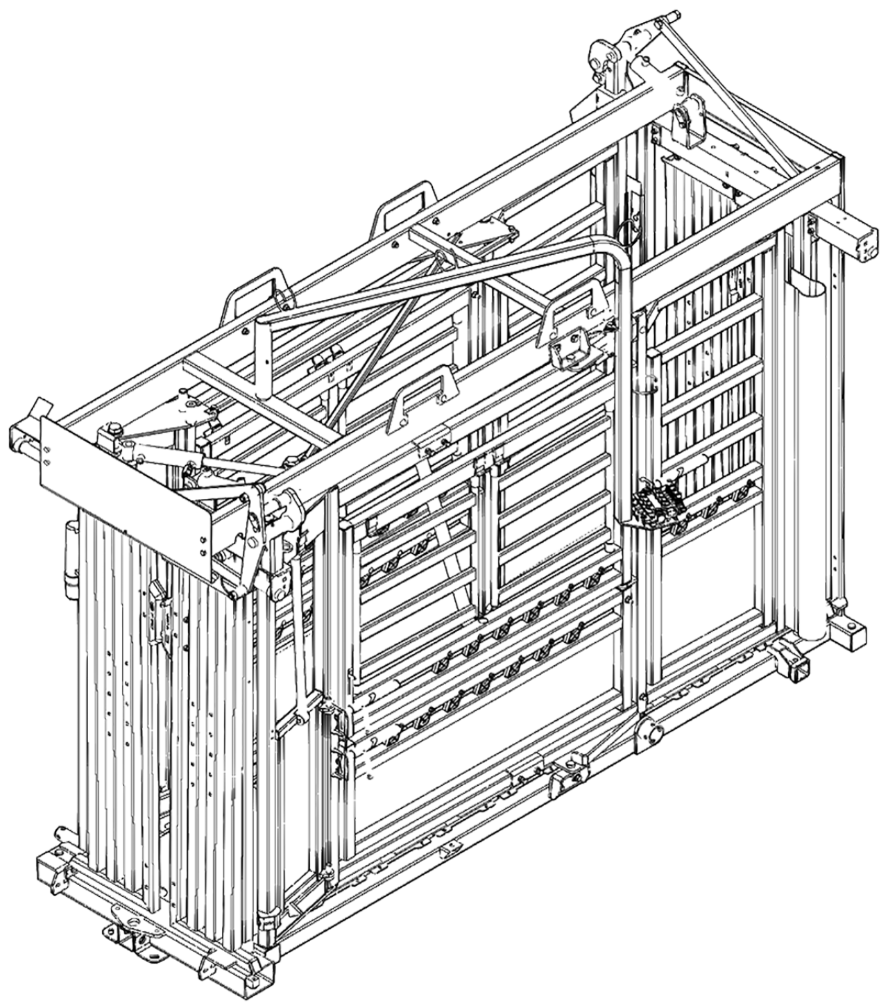 CAD drawing of the Q-Power 107 Series hydraulic cattle crush