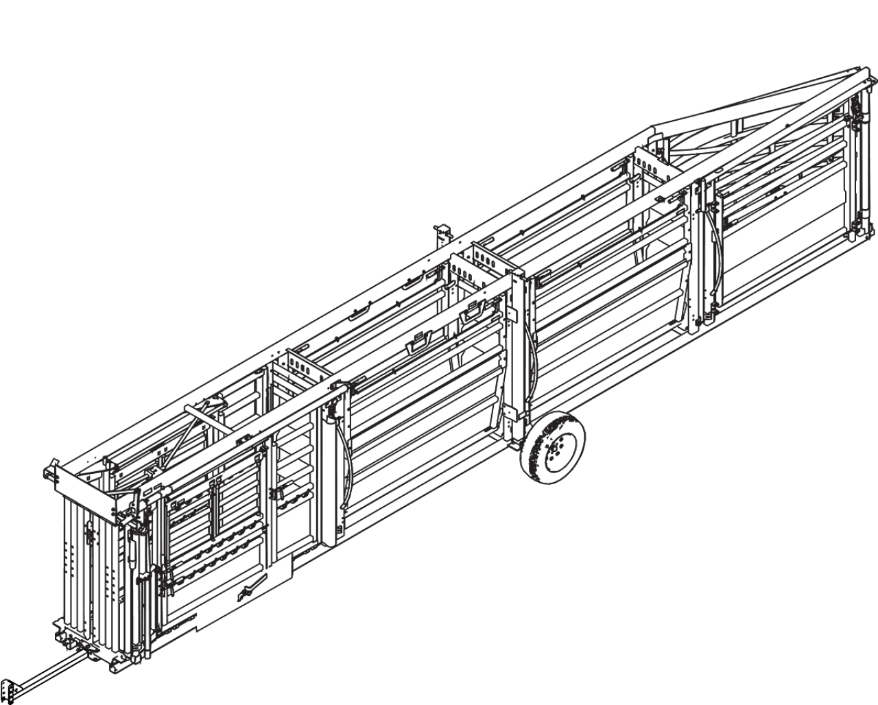 CAD Drawing of the portable cattle chute, alley and tub