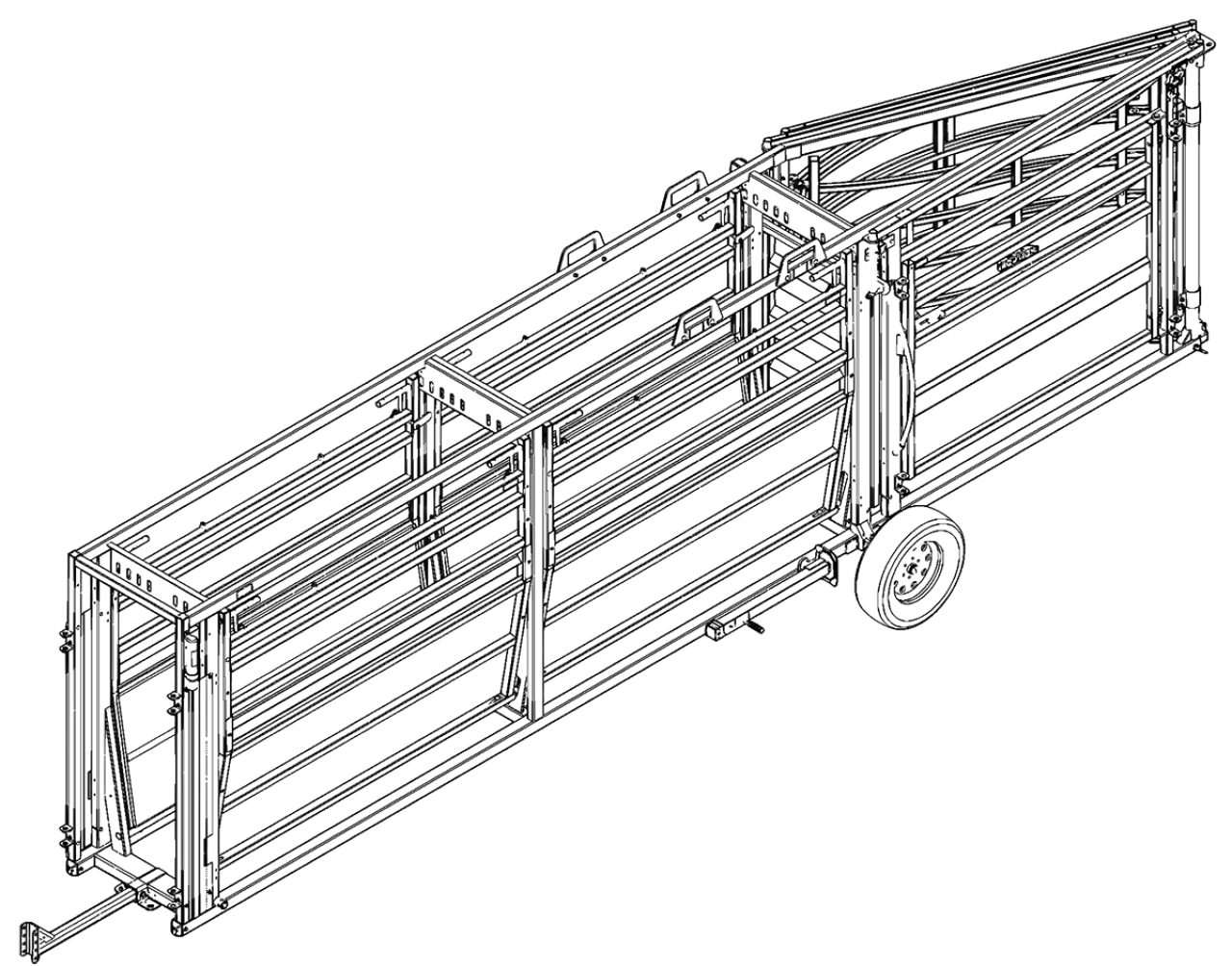 CAD drawing of mobile cattle forcing pen and race