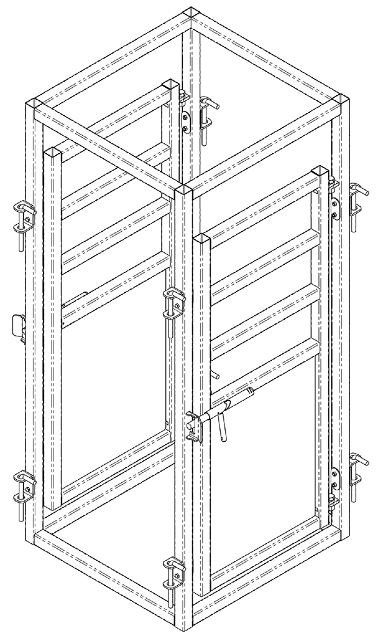 Dessin d'une cage médicale pour bovins par Arrowquip